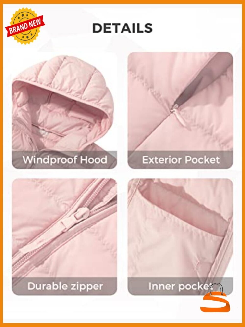 Lightweight Packable Hooded Down Jacket Puffer Coat Travel - Picture 6 of 7